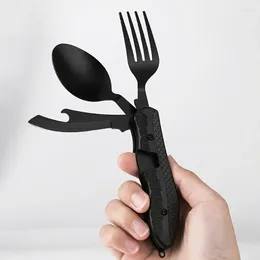 Knives Camping Cutlery Set Foldable Split Stainless Steel Disassembly Picnic Fork Spoon Cutter Tableware Bottle Opener