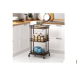 Kitchen Furniture Bar Cart For Home Rolling Mini Liquor Wine Beverage Dinner Party Utility Kitchen Storage Serving On Wheels Coffee Dr Otf3G