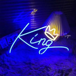 LED Neon Sign Led Neon Sign King Queen Neon Light LED Sign Aesthetic Room Decor Bedroom Wall Hanging Neon Lamps Party Bar Club Decor Birthday YQ240126