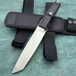 Top Quality T4000S Survival Straight Knife N690 Titanium Coating Tanto Blade Full Tang Rubber Plastic Handle Fixed Blade Knives with Nylon Sheath