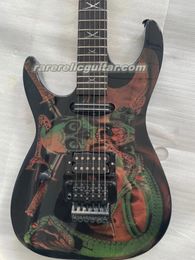 Left Hand George Lynch Skulls Snakes Electric Guitar Lefty Floyd Rose Tremolo Bridge Locking Nut Skull & Swords Inlay Rosewood Fingerboard Black Hardware