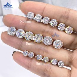 Ready to Ship Fancy Jewelry Round Shape Vvs Gra Certificate Moissanite Diamond Sterling Silver Studs Hip Hop Earrings