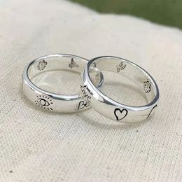 Luxury fashion designer couple ring silver letter graffiti temperament classic personality full couple gift women's party engagement jewelry box good nice