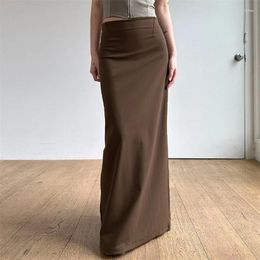 Skirts Xingqing Vintage Skirt Y2k Clothes Women Solid Color High Waist Straight Bodycon Slit Fairy Grunge 2000s Streetwear