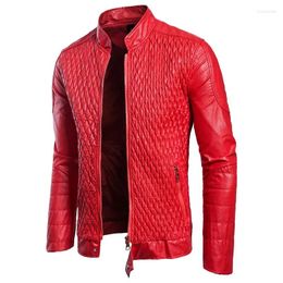 Men's Jackets Motorcycle Faux Leather Jacket PU Biker Casual Outerwear Black Red Coat