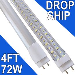 LED T8 Light Tube 4FT, Dual-End Powered Ballast Bypass, 7200Lumens 72W (150W Fluorescent Equivalent),Clear Cover, AC85-265V Lighting Tube Fixtures Cabinets usastock