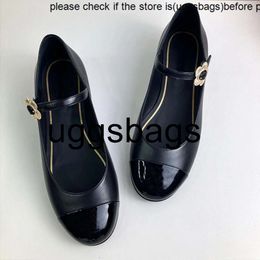 CChanel Leather Chanells Chanelity Casual Flat Luxury Shoes Designer Splicing Sheepskin Calf Patent Fashionable Elegant Round Head Mary Jane Shoes