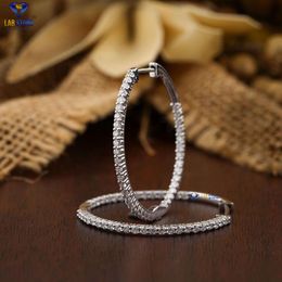 0.912 Tdw Round Brilliant Cut Diamond Earring 18k White Gold Hoop Hpht/cvd Diamond Jewellery