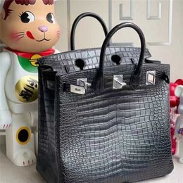 Customized Cowhide Bag Hac 50cm Style Handswen Handmade Top Quality Crocodile Leather Handbag Handmade 7A Cowhide 40cm Hand Sewn32QF