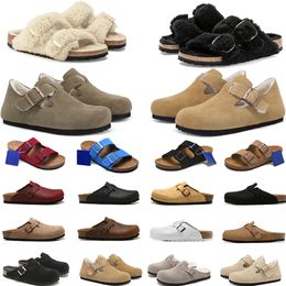 Top Quality Bostons Clogs Birkin stocks Sandal Slipper Designer OG sliders platform Leather Womens sandale Mule Flat Shoe tazz Suede Fur Slide lady Size Eur 36-46 warm