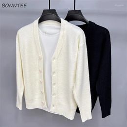 Men's Sweaters Knitted Cardigans Men V-neck Pure Color Autumn Winter Teens Trendy Streetwear All-match Coats Outwear Fashion Chic