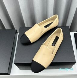 2024 Ballerina Round Toe Women's Dress Shoes Metal Letter Ballet Sandal