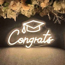 LED Neon Sign Congrates Led Neon Sign Graduation Ceremony Neon LED Lights Sign Room Decor Wall Hanging Neon Lamps Party Bar Decoration YQ240126