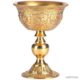 2PCS Candle Holders Embossed Brass Candle Cup Romantic Flower Gold Candlestick Buddhist Lamp Holder Wedding Dinner Home Collection Table Decoration