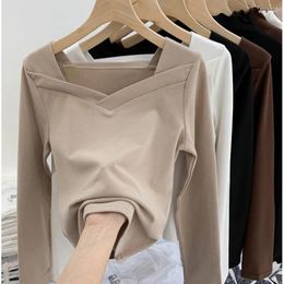 Women's T Shirts Four Colors Spring Summer Blouses Women Basic Sense Of Design Long Sleeve T-Shirts Top Slim Fleece Clothing