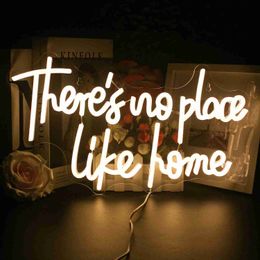 LED Neon Sign There's No Place Like Home LED Neon Sign Light Home Art Bedroom Hotel Kid Room Wall Decor Neon Light Acrylic House Party Neon YQ240126