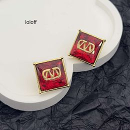 Classic earrings designer for women Valentinolies stud luxury shape crystal gold double V letter Jewellery kh6b