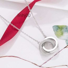 Pendant Necklaces Necklace t Double Circle 1837 Light Luxury Simple Silver Fashion Temperament Love Female Clavicle Chain Jz2v Hdt6 HDT6