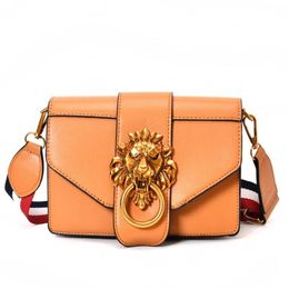 Designer- Handbags Purses Broad Shoulder Strap Lady Bag Stylish Metal Lion Head Decorated Cross Body Small Square Bag Women Bags#1304j