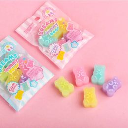 24 packlot Kawaii Dream Bear Eraser Cute Writing Drawing Rubber Pencil Erasers Stationery For Kids Gifts school suppies 240124