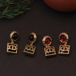 Dangle Earrings Qingdao Jewelry 925 Silver Needle French Retro Inset Square Zircon Feminine Quality Light Luxury High-grade