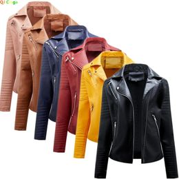 Fashion Women Faux Leather Jacket Spring Autumn Zipper Casual Pu Coat Female Biker Outerwear Ladies Clothes S-XXXL 240119