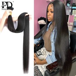 30 40 42 Inch Bone Straight Human Hair Weave Bundle 2 3 4 Bundles Raw Virgin Remy Indian Doule Drawn Wholesale Natural 240118