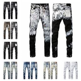 Men's Jeans Purple Designer Luxury Brand Fashion Mens Holey Design Distressed Ripped Bikers Denim Cargo for Black Pants Very Good