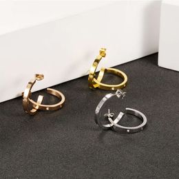 carter stainless steel earrings geometric Earrings Fashion simple diamond earrings 18K Gold Earrings