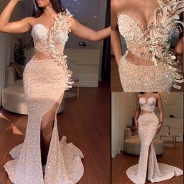 Muhteşem seksi denizkızı gece elbiseleri Sequins Illusion Sweetheart Straplez Gownssweep Tren Partisi Elbise De Soiree Terzi L240104