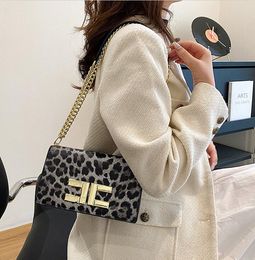 Women shoulder bag 4 colors street personalized gold buckle chain bag popular leopard handbag daily Joker color matching leather backpack 3327#