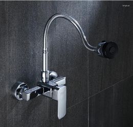 Kitchen Faucets Wall Mounted Square Faucet And Cold Water Brass Body