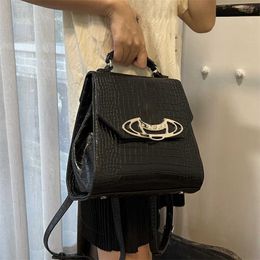 Vivi Westwood Bag Design Women Bag Spicy Girl Sweet Cool Saturn New Crocodile Pattern Backpack Shoulder leather Handbags 240123