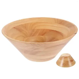 Dinnerware Sets Rubber Wood Salad Bowl Rice Serving Bowls Wooden Cone Mixing Soup Small Fruit Noodle Plate