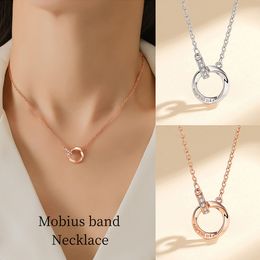 Mobius Band Couple Necklace S925 Silver Micro Set 3A Zircon Pendant Necklace Fashion Women Collar Chain Wedding Party Exquisite Jewellery Valentine's Day Gift SPC