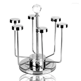 Kitchen Storage Rotating Cup Mug Glass Holder Rack Stainless Steel 6 Cups Drying Stand Made