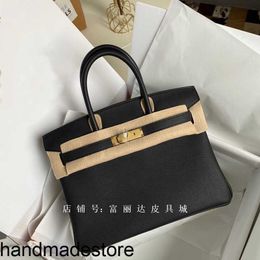 BK Tote Leather Bag Designer Handbags Home Manual Wax Thread Lychee Pattern Togo Calfskin Handbag Lock Casual Women's Original Logo