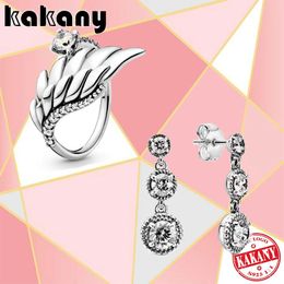 Device 2021 New High Quality Sterling Sier Glittering Angel Wings Ring, Fashion Girl Drop Earrings, Party Jewellery Jewellery