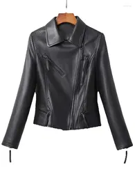 Women's Leather Sheepskin Spring Genuine Coat Short Motorcycle Jacket Slim Fit