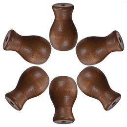 Curtain Window Blind Cord Knobs Venetian Accessories Wooden Pendants 6pcs (Brown)