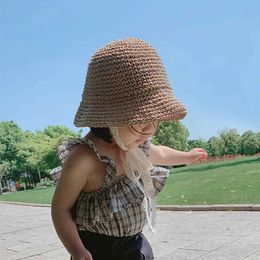 Wide Brim Hats Bucket Hats 1-6T Straw Baby Hat Summer Toddler Girls Beach Sun Caps Little Girl Kids Summer Straw Hat or Kpop Korean Style Free Shipping 240125