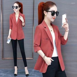 Women's Suits S-5XL Women Blazer Jacket Slim Spring Autumn Casual Office Work Plus Size Black Red Yellow