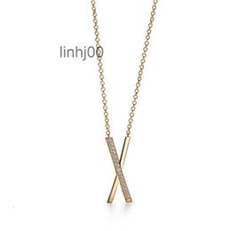 Pendant Necklaces Popular Necklace t Family Letter Sterling Silver Plated Gold Cross Semi Diamond Inlaid Collarbone Chain Female Elbz Q9dh Q9DH