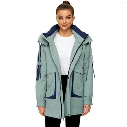 Women's Trench Coats OUSLEE-Women's Hooded Warm Parka Bio Fluff Coat Female Jacket High Quality Winter Collection