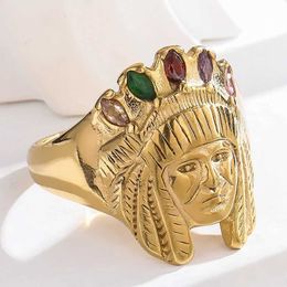 Band Rings Stainless Steel High Polished Punk Gold Plated Indian Ring Men's Jewellery 240125
