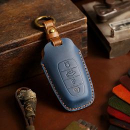 Genuine Leather Car Key Cover Case Smart for Hongqi Hs5 H9 HS7