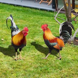 Garden Decorations 2 Pcs Decorate Rooster Decoration Animal Shape Stake Acrylic Ground Inserted