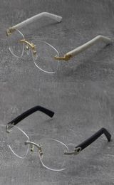 New Rimless White Arms Plank Glasses Women 18K Gold Reading Frame Men Black Optical Myopic Eyeglasses Man Woman Frames Women C Dec3395610