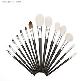 Makeup Brushes AILANDI 14 Pcs Goat Hair Powder Foundation Blush Highlighting Makeup Brushes Tapered Crease Blending Shader Eyebrow Cosmetic Kit Q240126