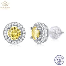 Charm Wuiha Real Sterling Sier 3ex 1ct Pink Sapphire Citrine Fancy Blue Moissanite Diamond Ear Studs Earrings for Women Men Gift